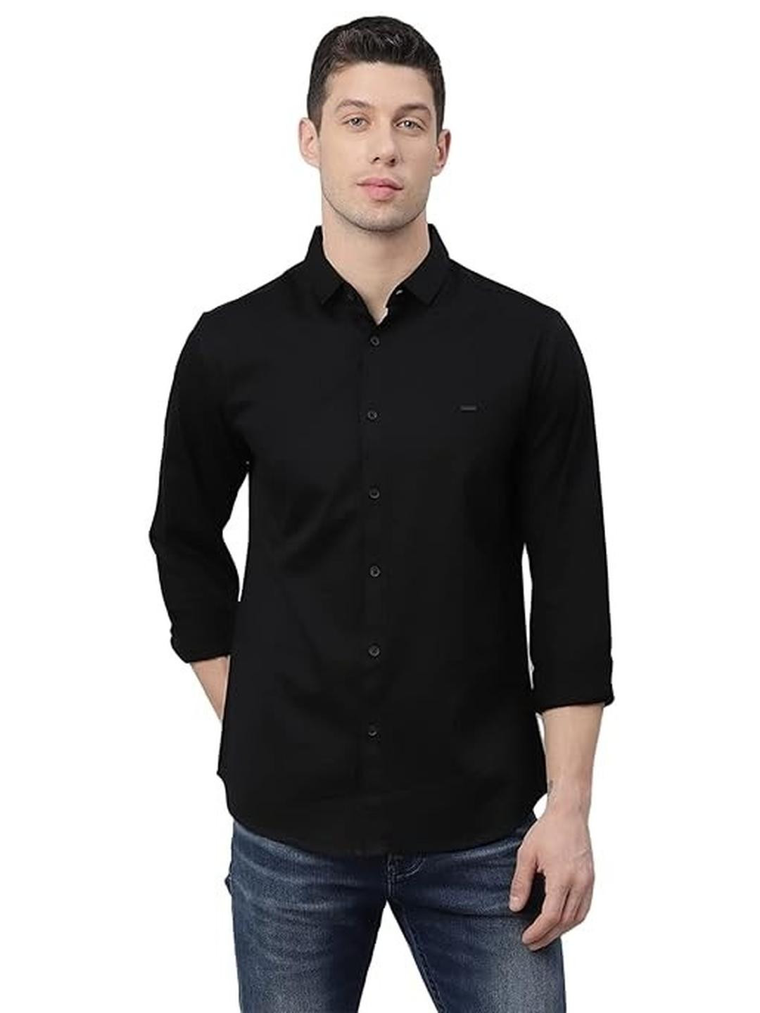 ISUEL FAB Men Black Cotton Shirts