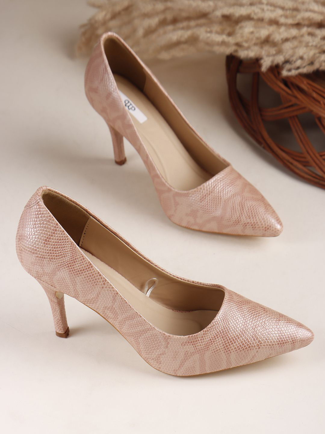 THE WHITE POLE Animal Skin Textured Stiletto Heel Pumps
