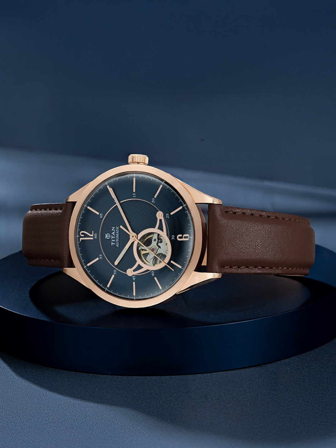 Titan Automatic Dial Leather Strap Watch for Men - NT90111WL01