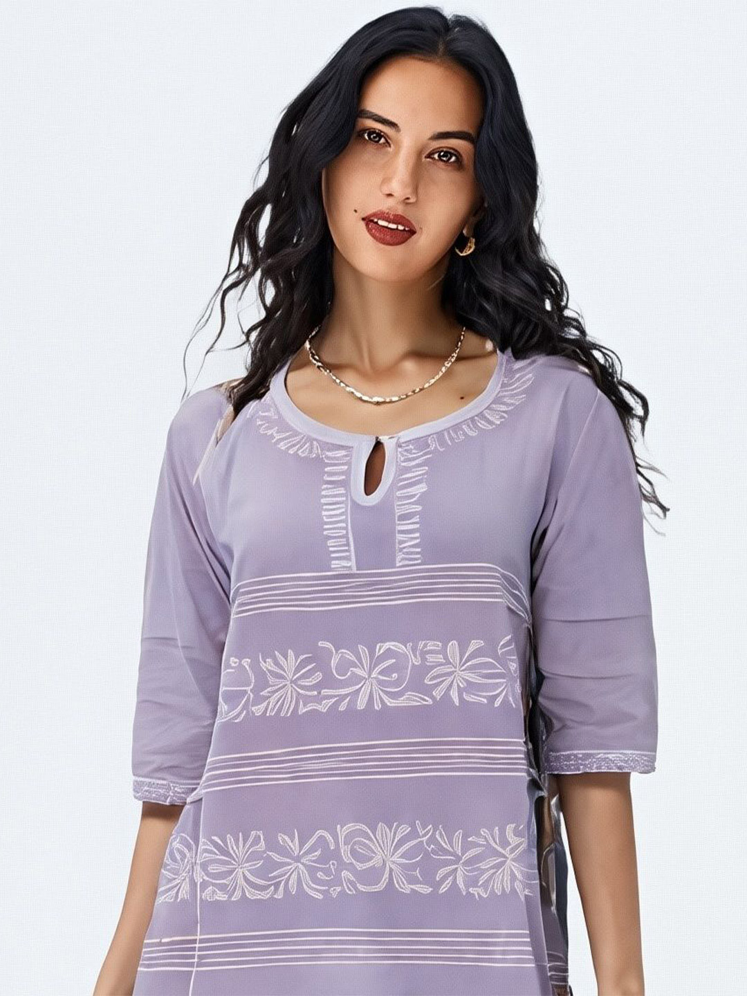 Vineshaa Be You For You Women Ethnic Motif Printed Chikankari Pure Cotton Kurti