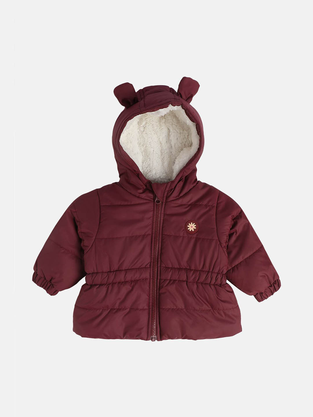 MINI KLUB Girls Hooded Solid Padded Jacket