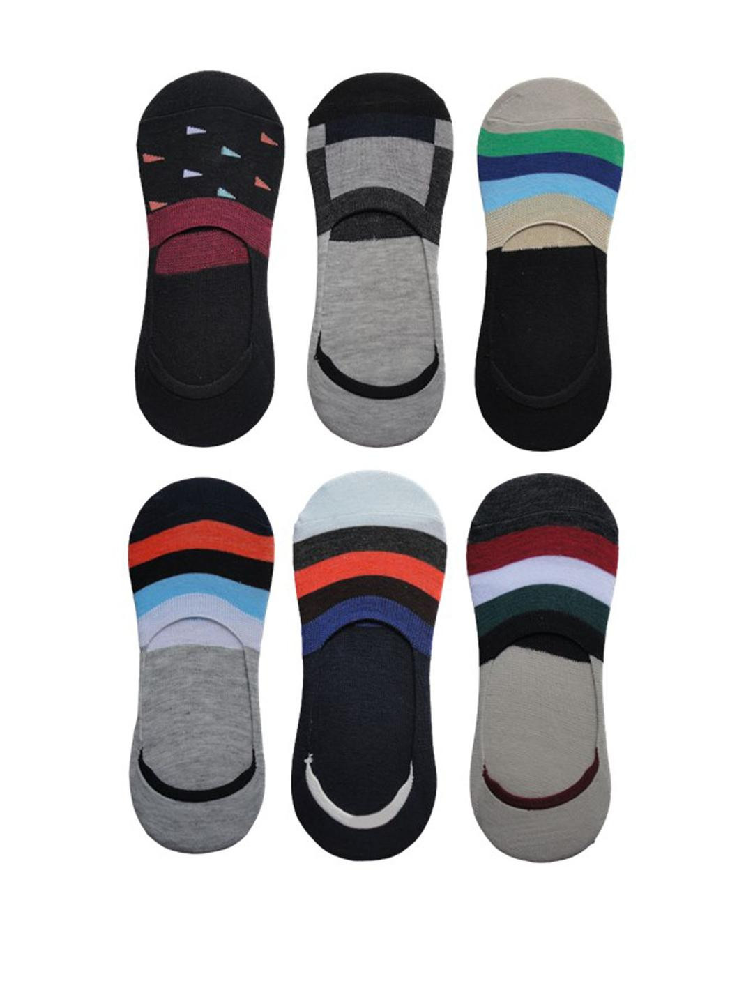 VOICI Unisex Pack Of 6 Striped Invisible Loafer Socks