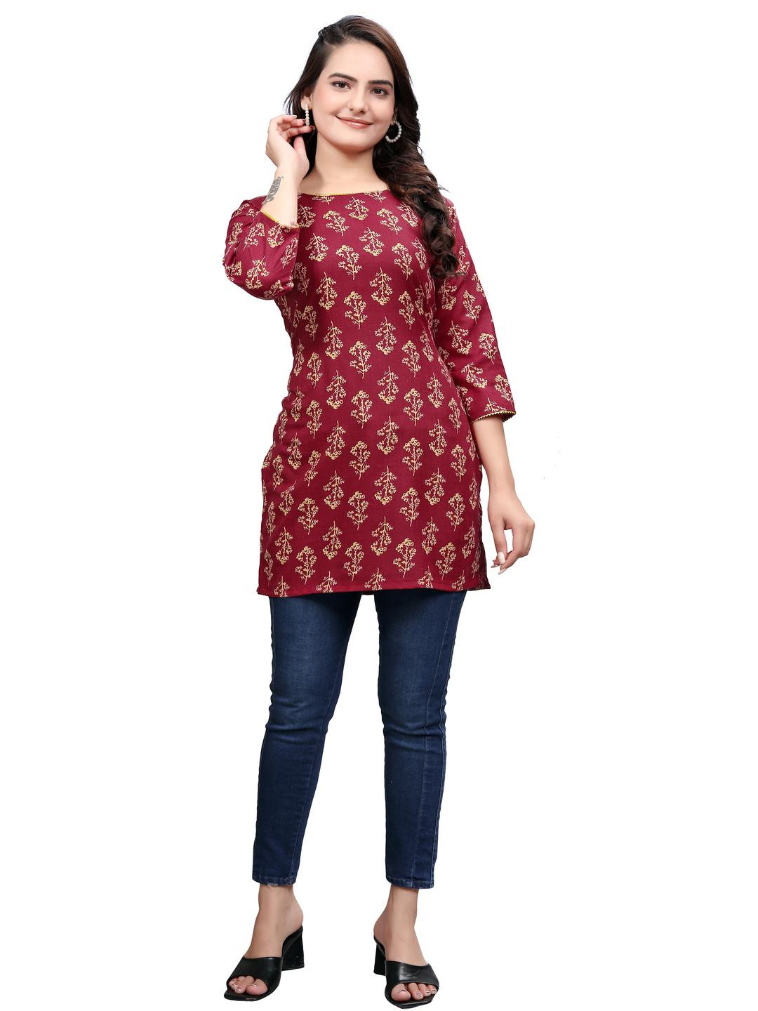 MANTRA DESIGNER Women  Maroon Organic Cotton Kurtas