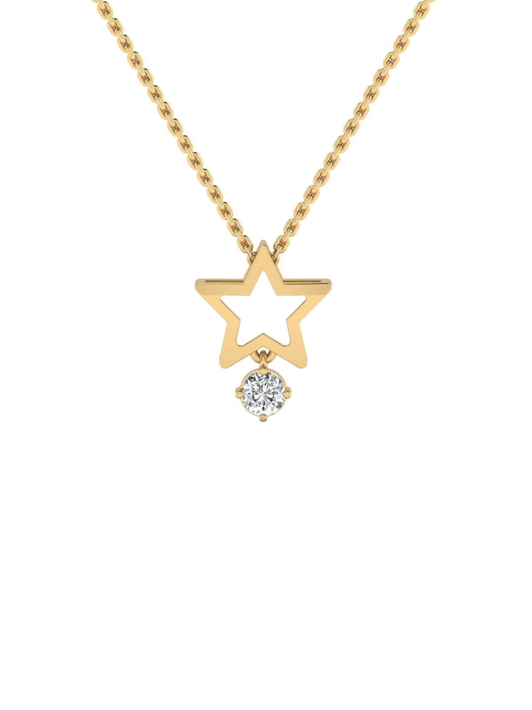 SHINE ETERNAL 18 Kt Yellow Gold Lab Grown Diamond Cosmic Drop Pendant-1.083g