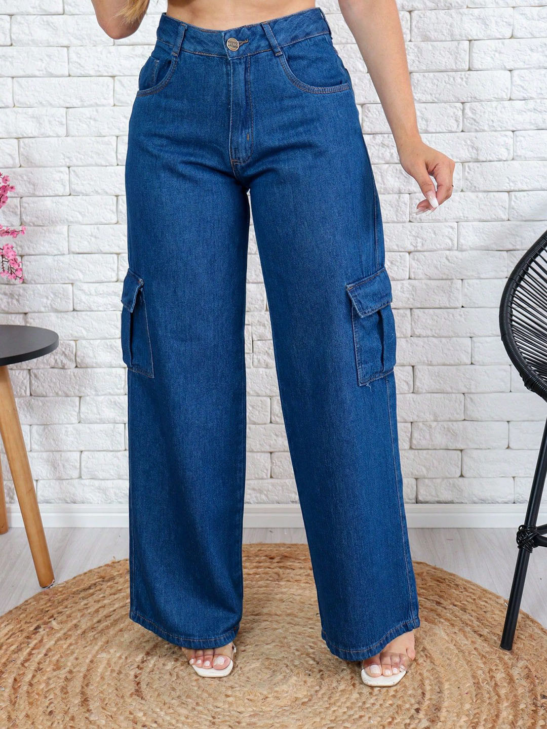 NU CLOTHS Women Jean Relaxed Fit High-Rise Cargo Styles Stretchable Jeans