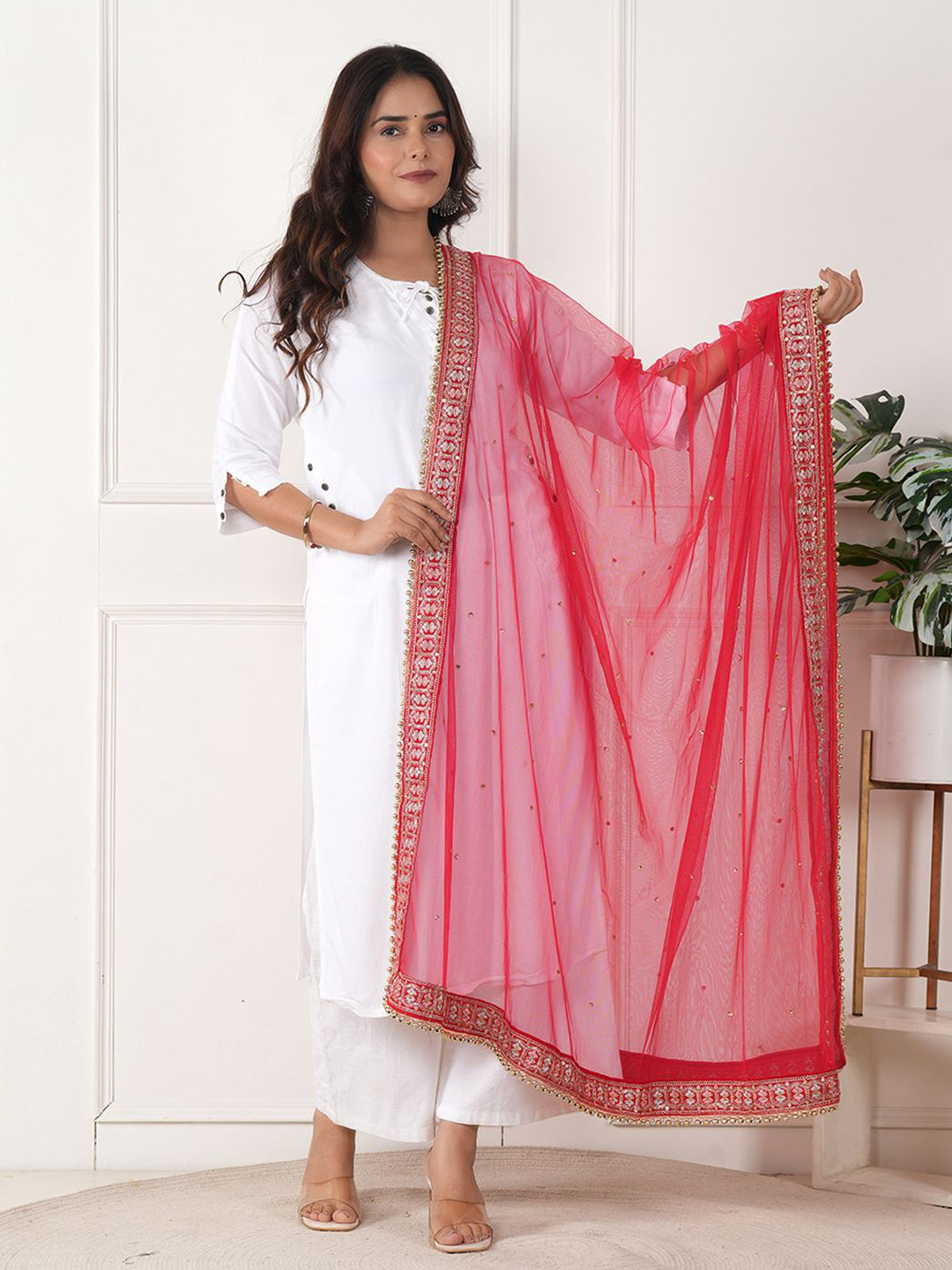 ZOOMBIE Embroidered Mirror Work Dupatta