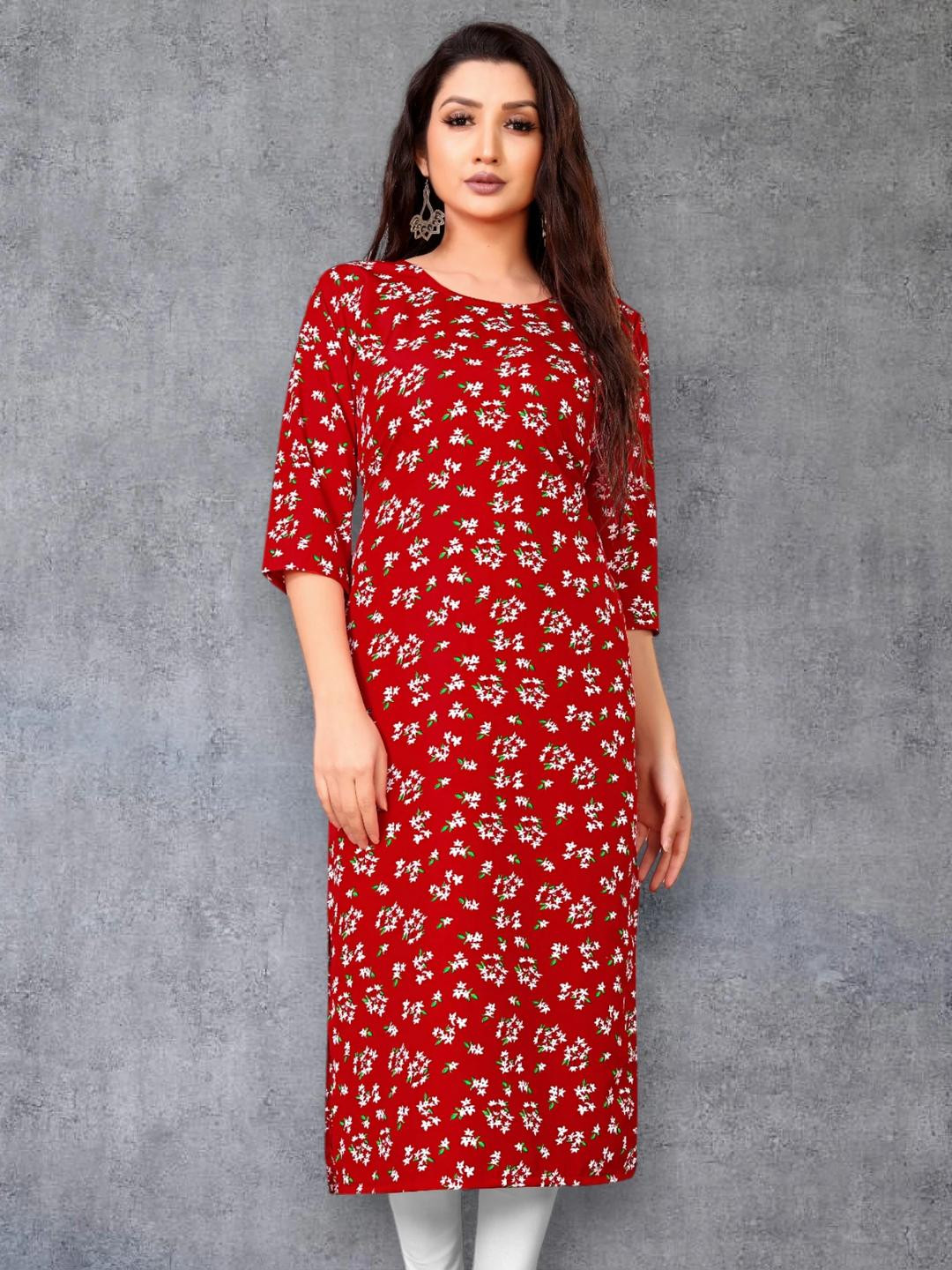 MANTRA DESIGNER Women  Red Crepe Kurtas