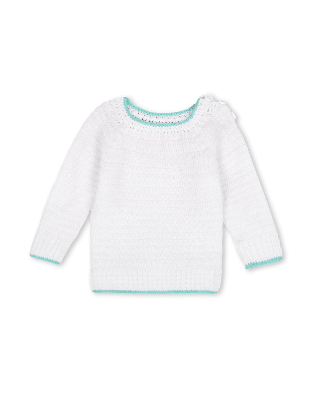 Shinu Fab Unisex Kids White Woollen Full Sleeve Sweater