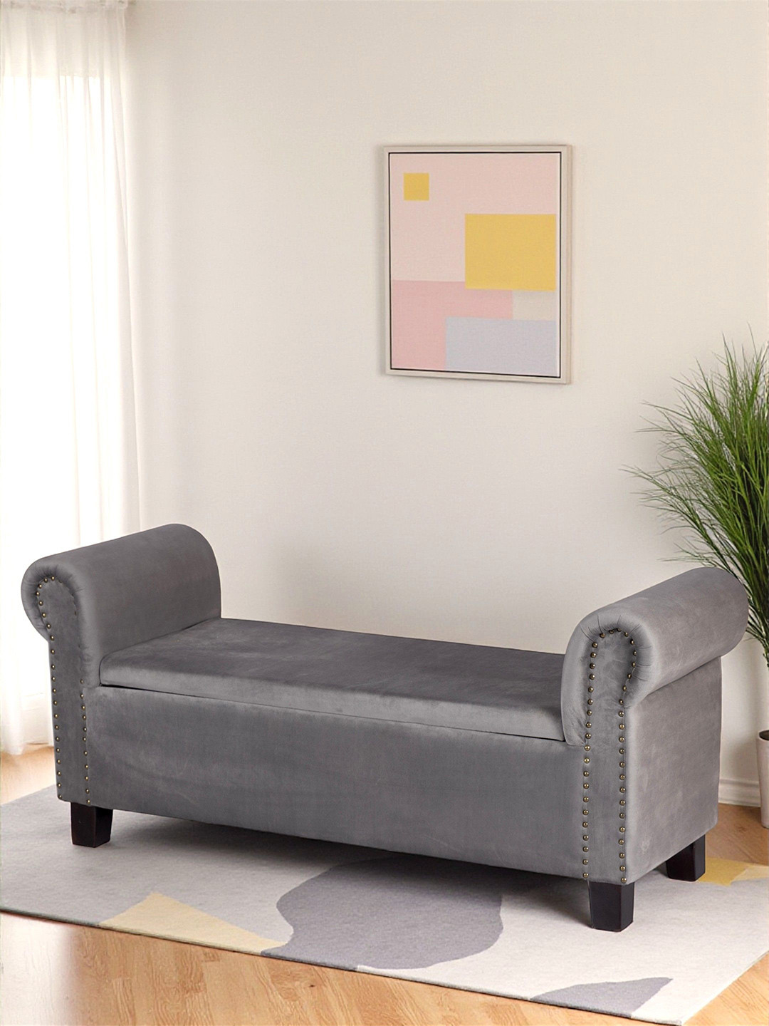 Ikiriya Comfort for all Grey Sheesham Wood 3 Seater Sofa