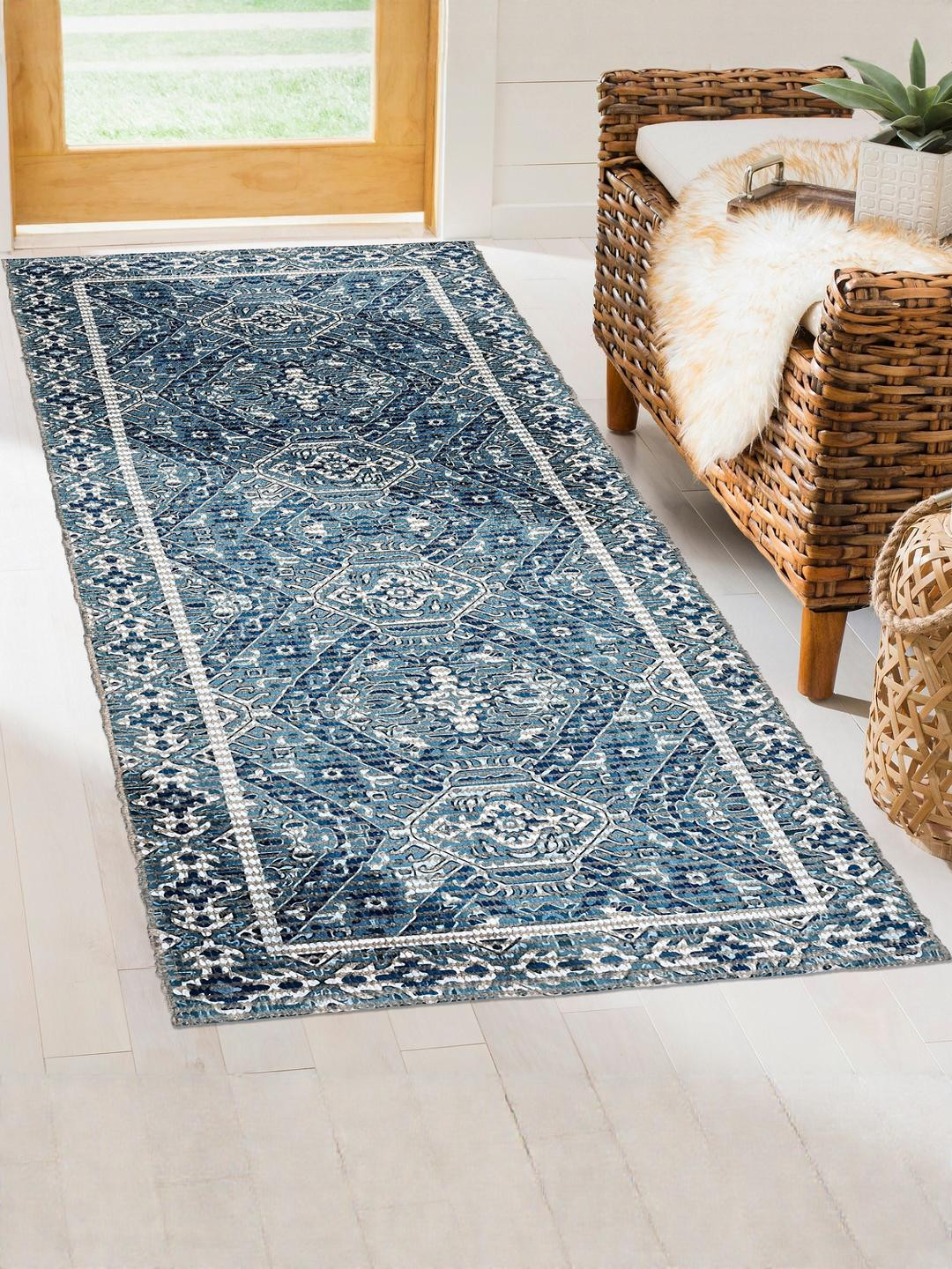 Homzz Eco-Friendly Handmade Rectangular Dhurrie Cotton Printed Rug For Floor Dcor