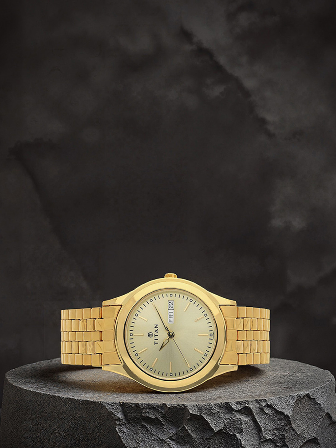 Titan Men Gold-Toned Dial Watch NH1648YM05