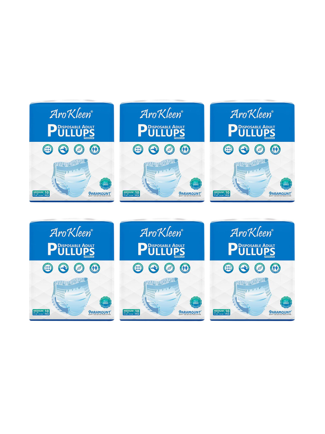 Arokleen Set Of 6 Adult Pull Up Diapers - M - 10 Pcs Each