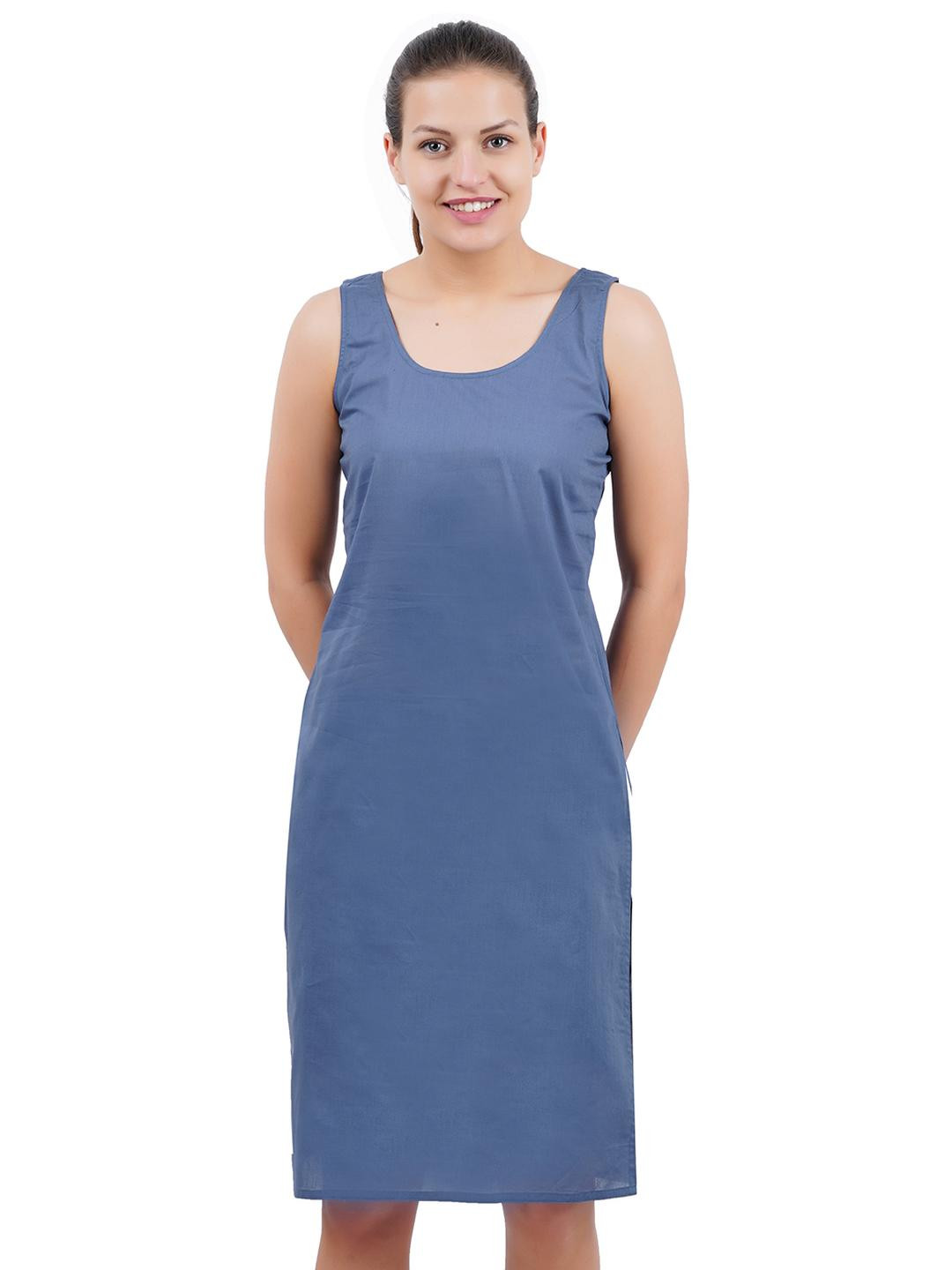 Happy Bunny Women Set Of 2 White And Grey Cotton Long Inner Slip for Kurti