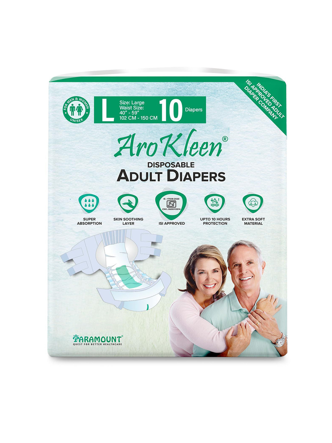 Arokleen Disposable Adult Diapers - L- 10 Pcs