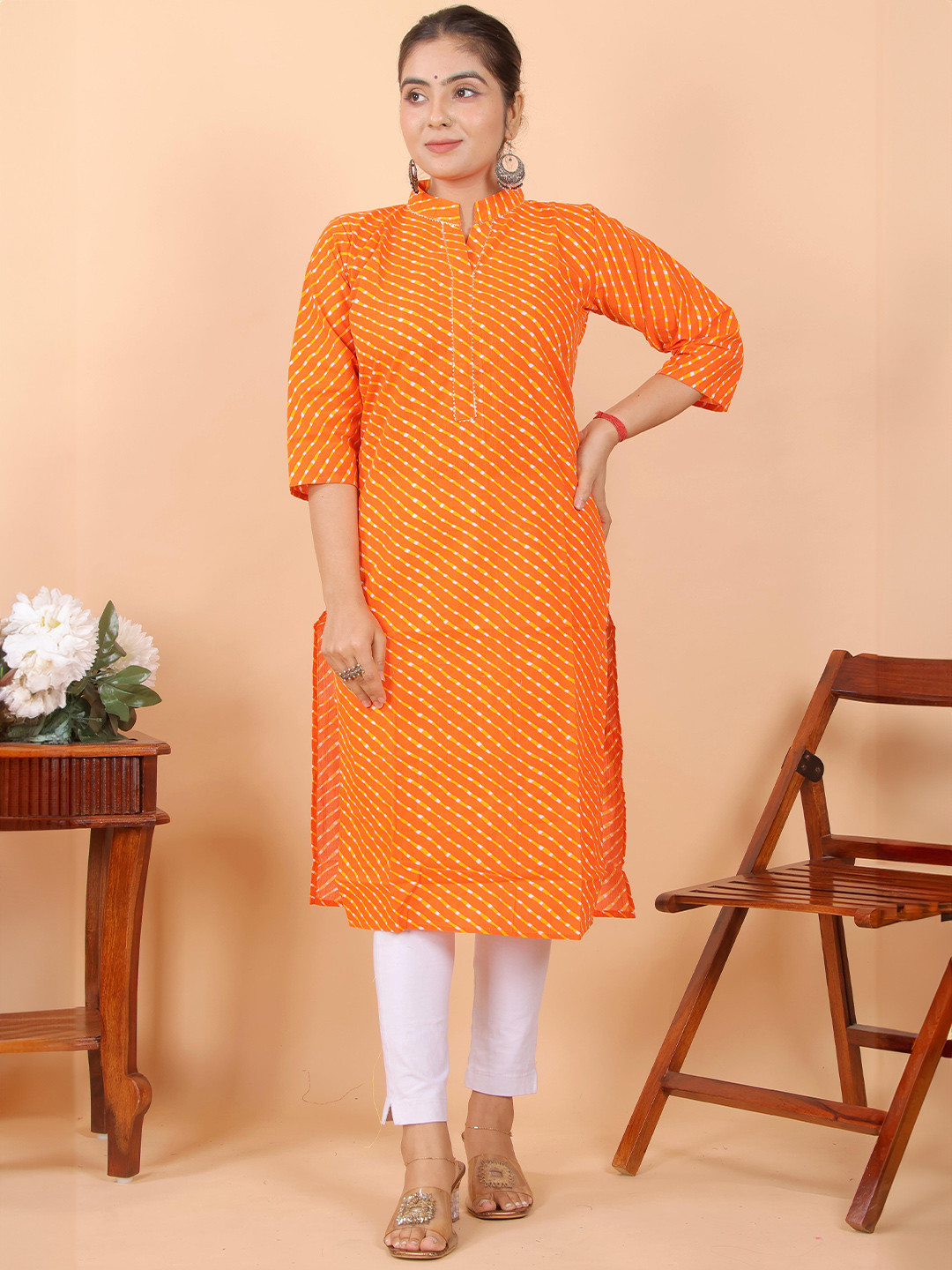 Parth style Fashion Women Striped Ombre Daily Cotton Straight Kurta