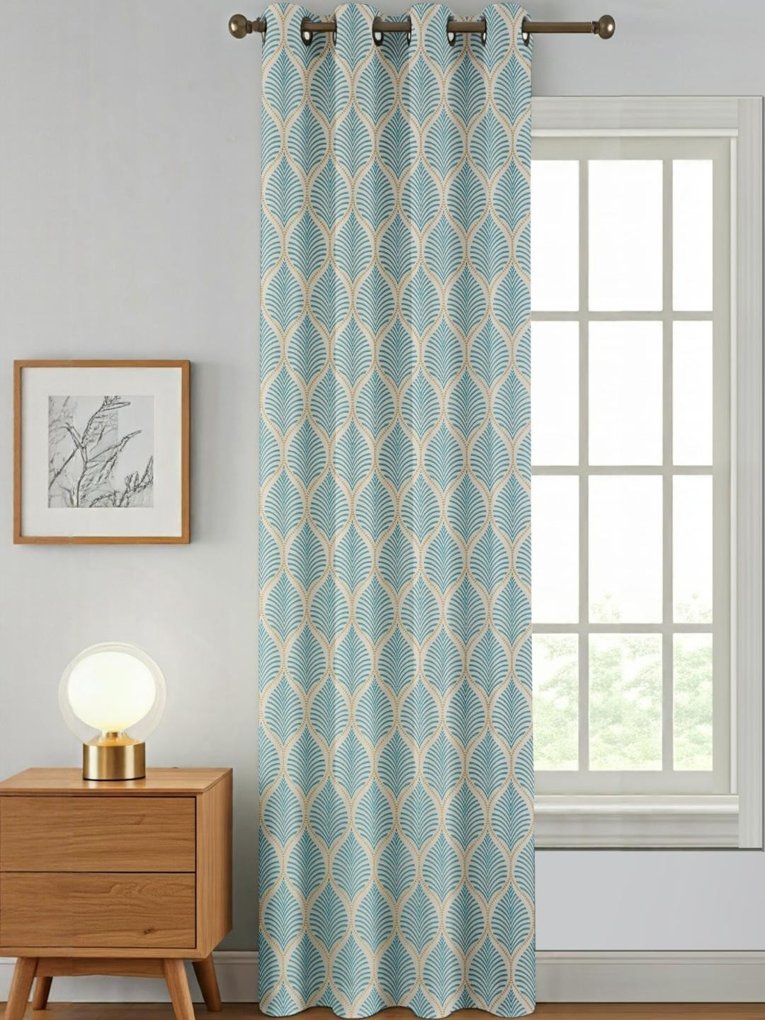 AADI TRADERS Blue Self Design Window Curtain
