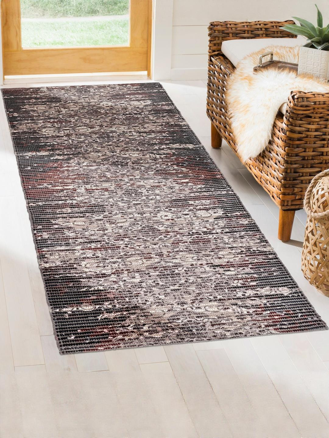 Traditional Print Pattern Floor Runner Hand Woven Cotton Dhurrie 22x60 Inch