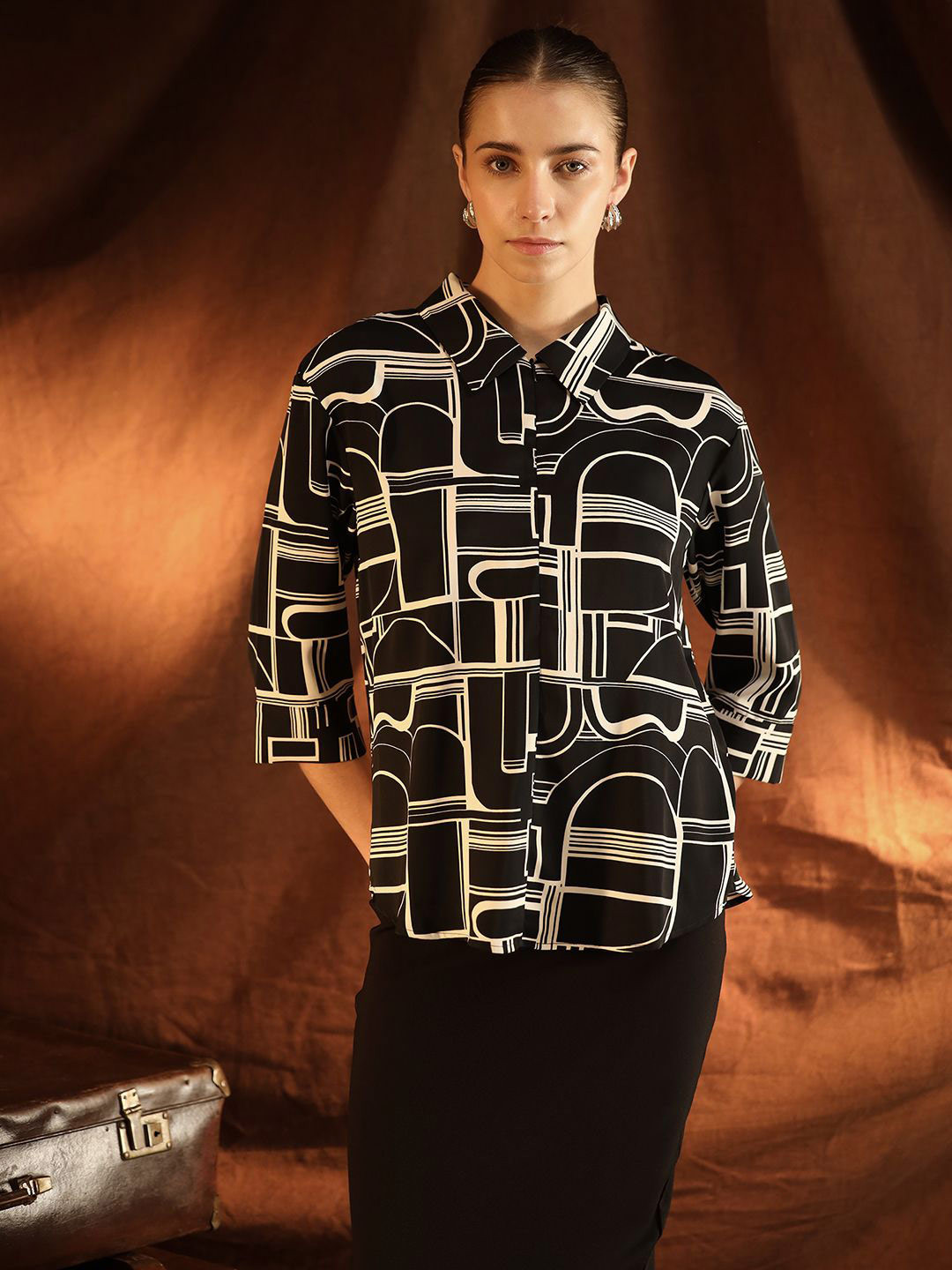Kazo Pinto Geometric Printed Formal Shirt