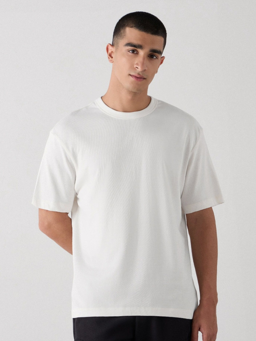 Red Flame Crew Neck Drop-Shoulder Sleeves Pure Cotton T-Shirt