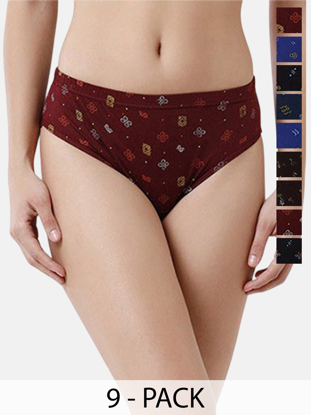 Rupa Jon Pack Of 9 Assorted Basic Briefs Rupa-Jon-Aishwarya-Printed-9