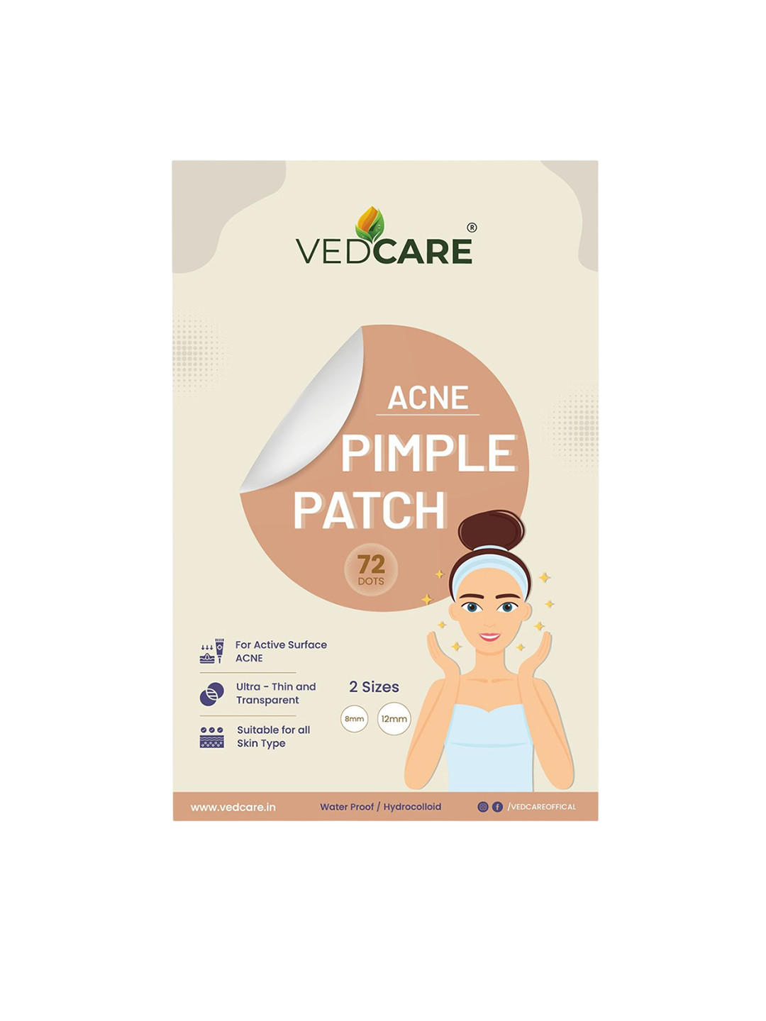 Vedcare Acne Hydrocolloid Waterproof Pimple Patch - 72 Pcs