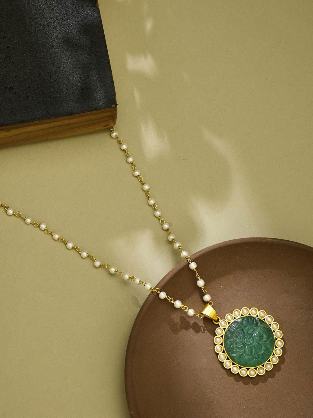 Fabindia Silver Artificial Stones Studded and Beaded Necklace