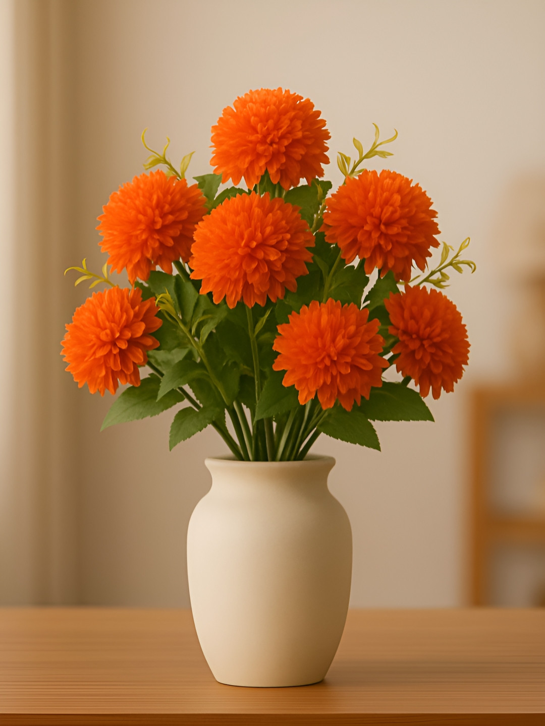 ARTSY Orange & Green Gypsophilia Artificial Flower