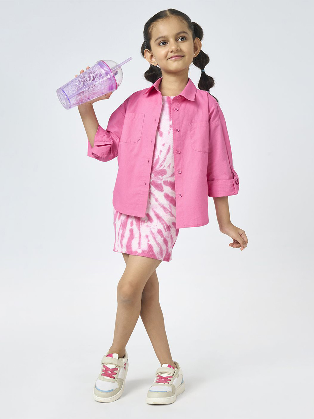 Ed-a-Mamma Girls Tie & Dye Cotton Sheath Dress