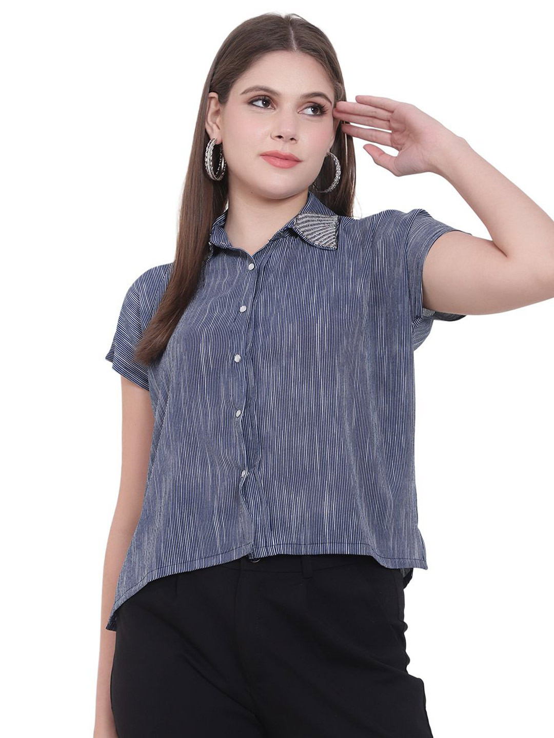 God's Club Multi Striped Spread Collar Short Sleeves Shirt