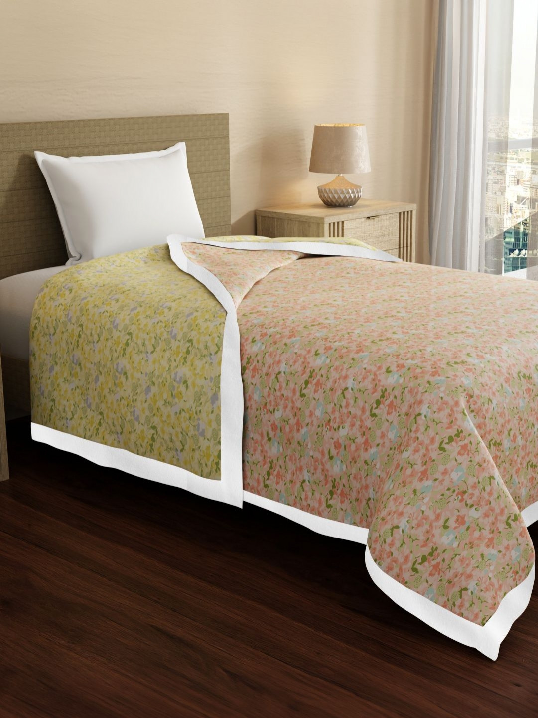 Boutique Living India Valatia Pure Cotton Floral Single Bed Dohar  (88 L x 60 W inches)