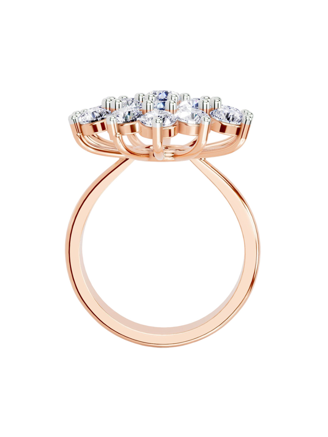 Sparkles 14K Rose Gold Lab Grown Diamond 3.18 Carat Round Shape Diamond Ring