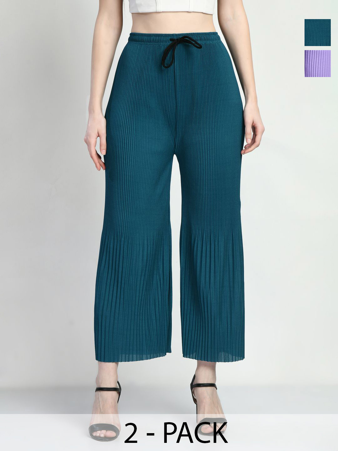 Brainbees Pack Of 2 Women Ethnic Wide Leg Palazzos