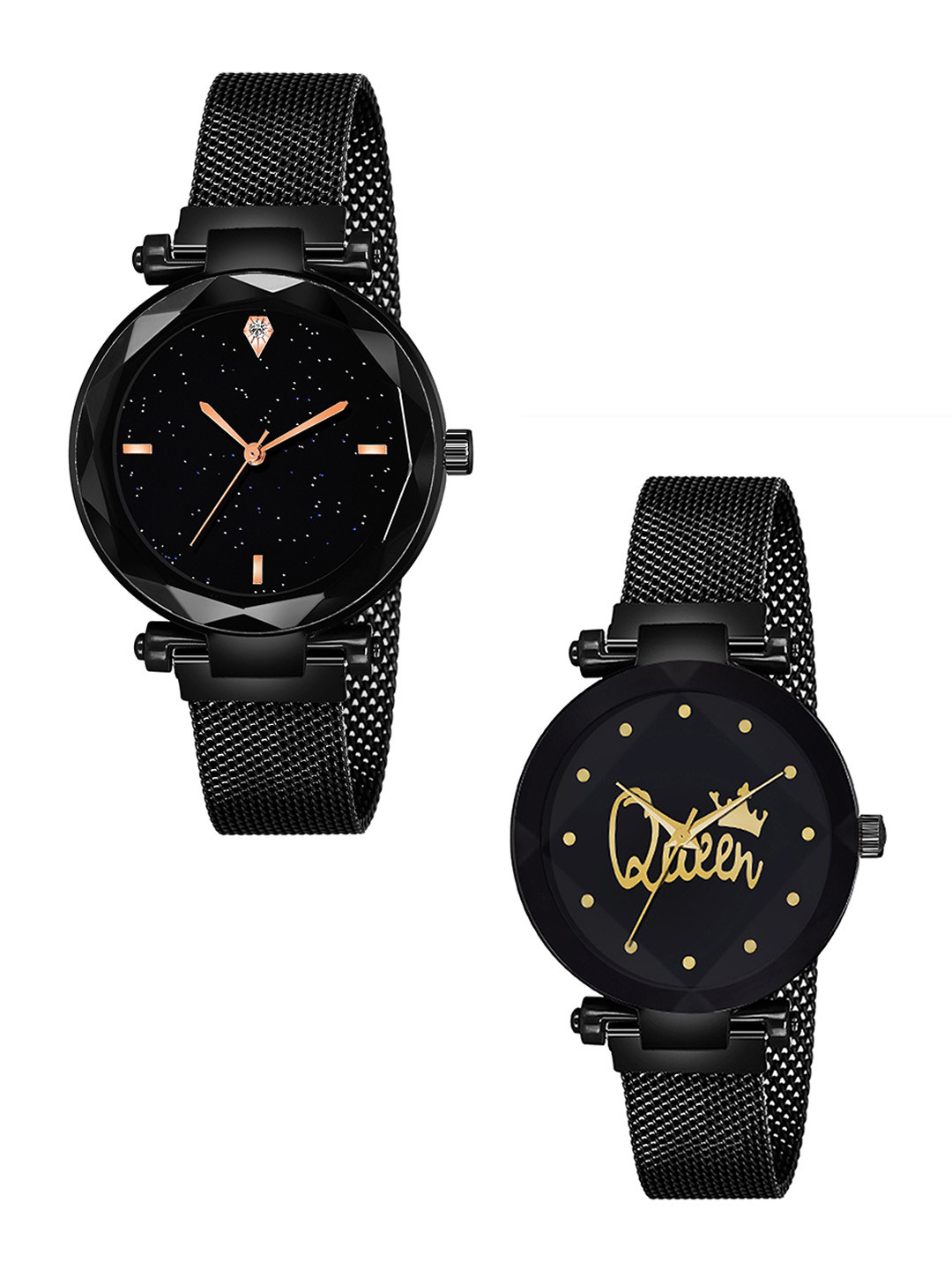 Gopal Shopcart Unisex Pack Of 2 Analogue Watches GR_379_Black_4_Figar_Prizam_Queen_Maganet