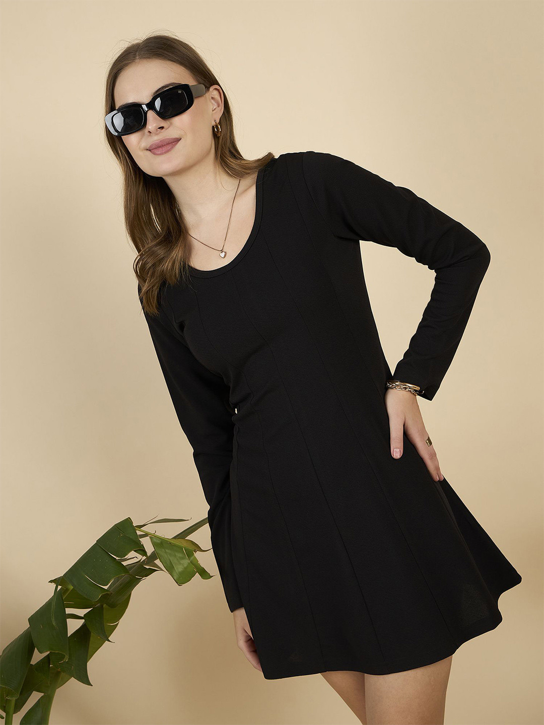ANJIR Crepe Fit & Flare Mini Dress