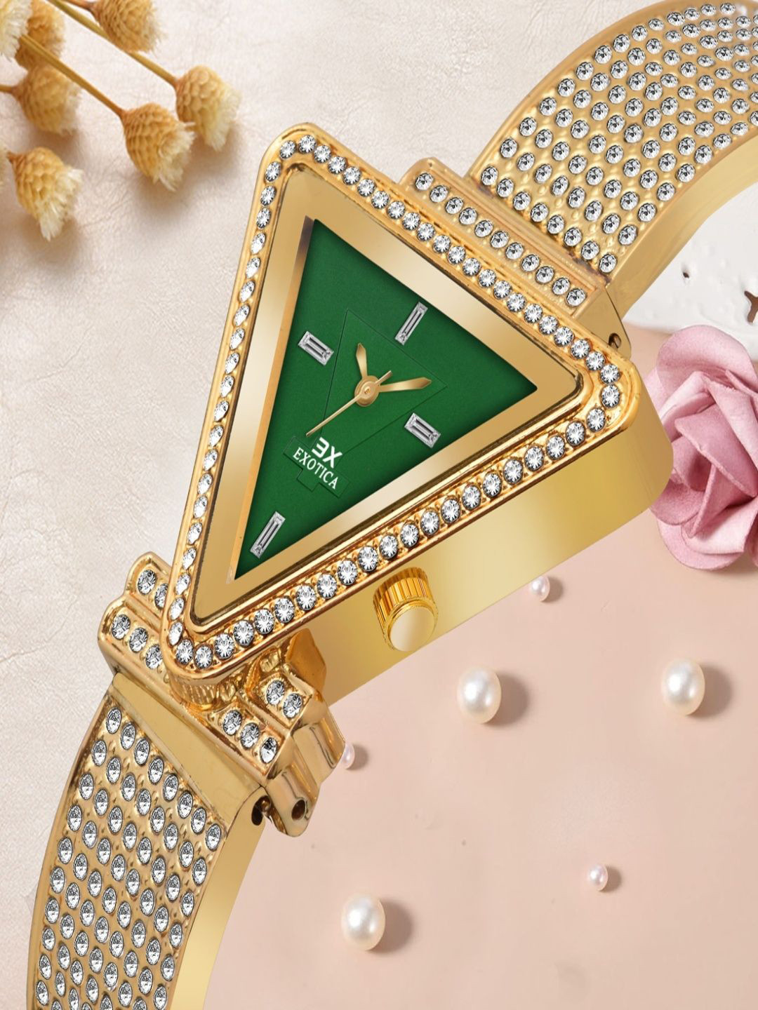 Exotica Fashion Women Dial & Stainless Steel Straps Analogue Watch EX-6006-Gold-Green