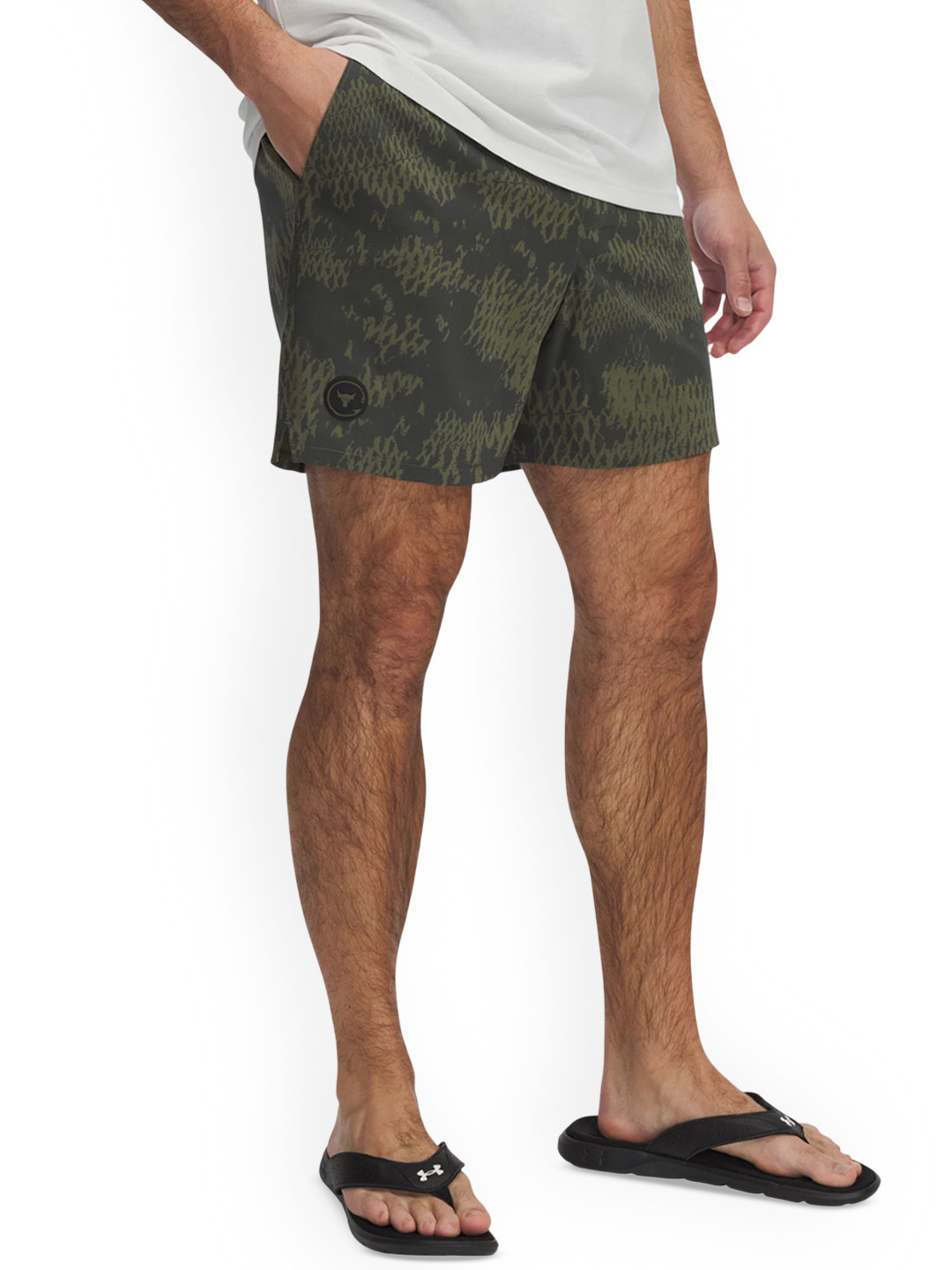 UNDER ARMOUR Men Project Rock Boardshot Abstract Printed Relaxed-Fit Mid-Rise Shorts