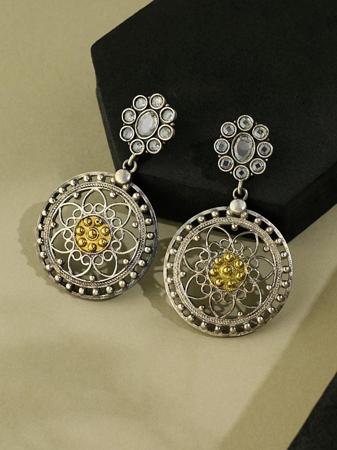 Fabindia Women Circular Metal Dangler Earrings