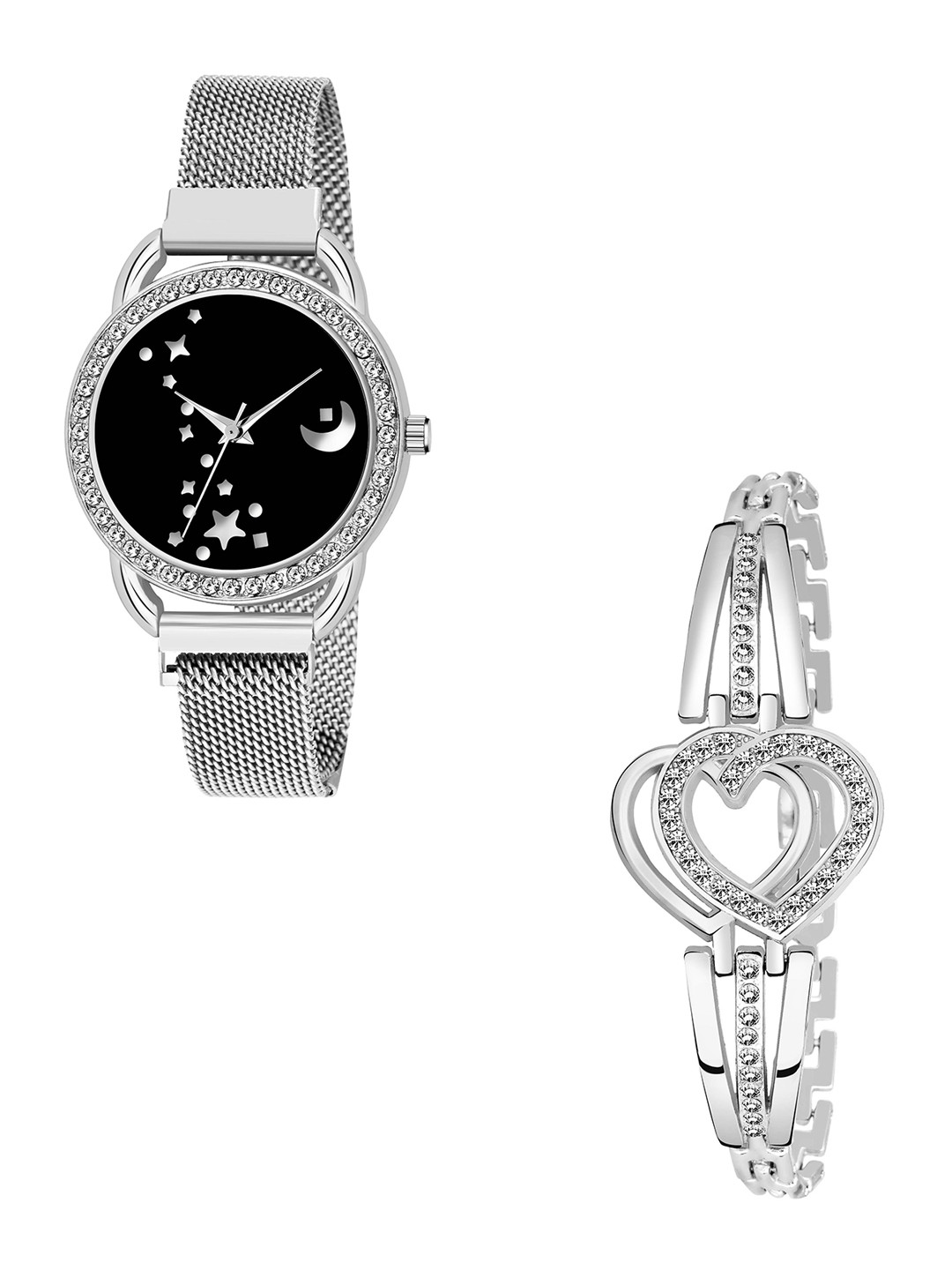 CSAMON Women Analogue Watch With Bracelet C_23_Silver_Idaka_chand_Silver Heart