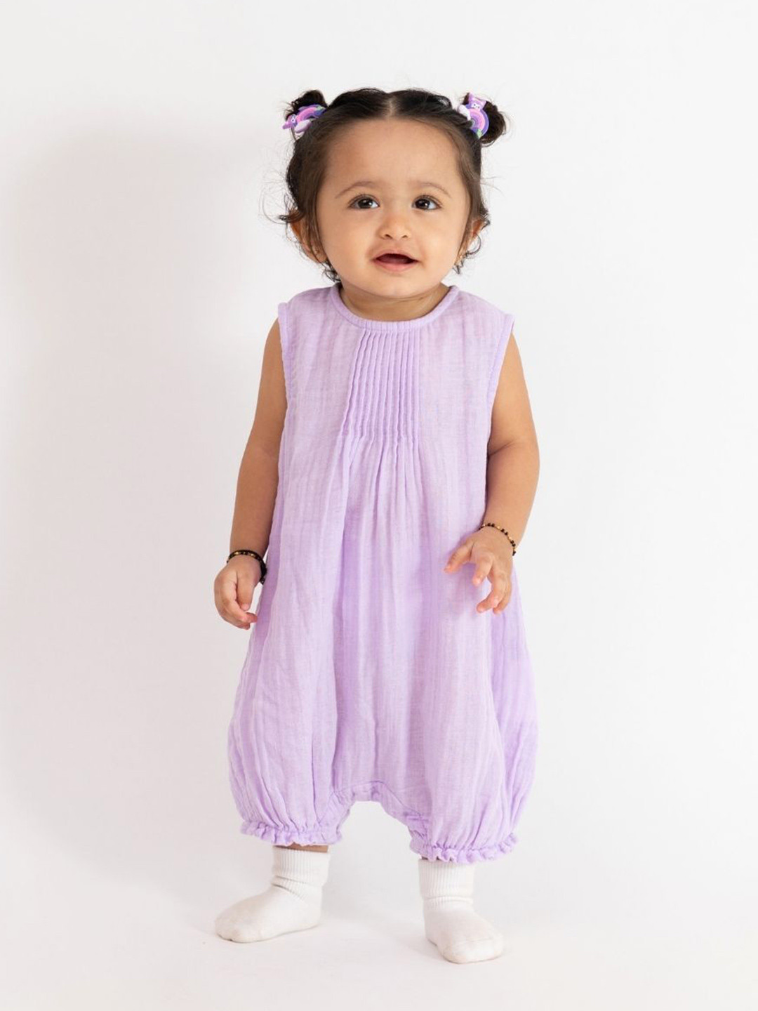 haus & kinder Girls 100% Cotton Baby Lilac Cloud Romper