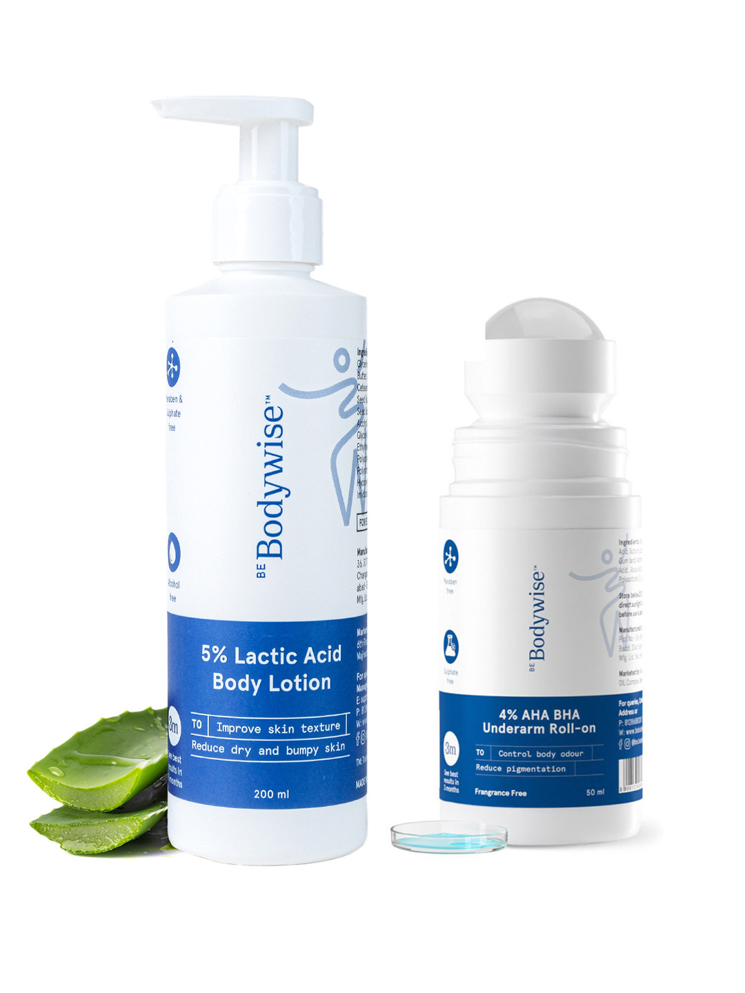 Be Bodywise Set of Underarm Roll On 50ml & Lactic Acid Body Lotion 200ml