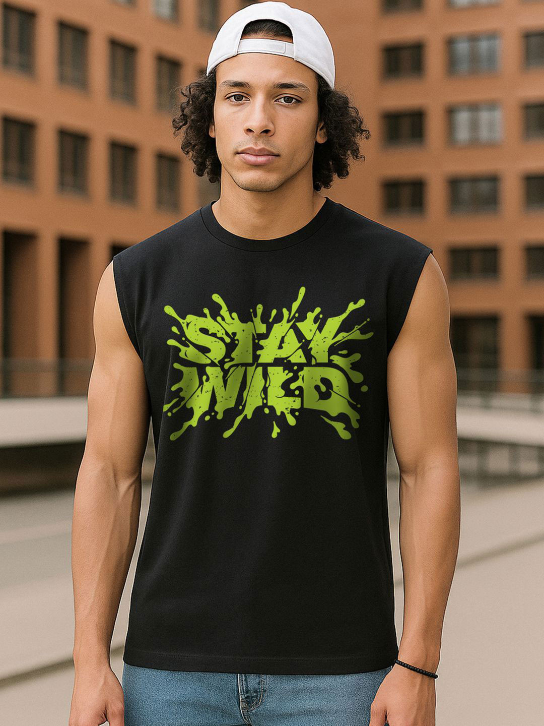 Bewakoof Typography Printed T-shirt Oversized Cotton Gym Vest