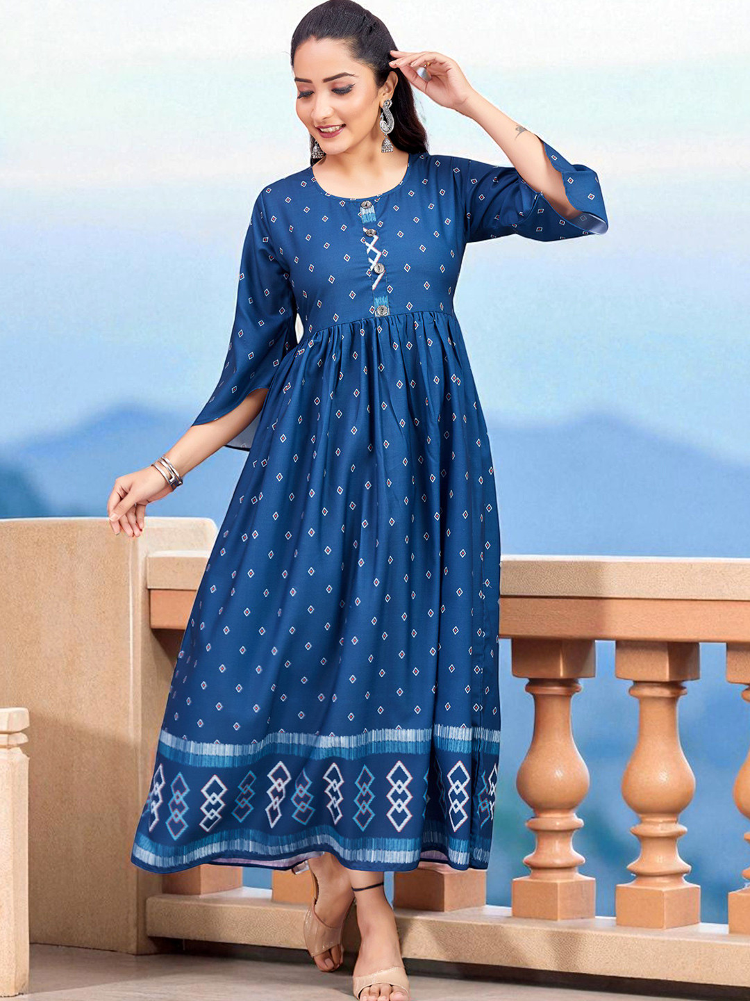 JYA Women Ethnic Motifs Printed Daily Cotton Anarkali Kurta
