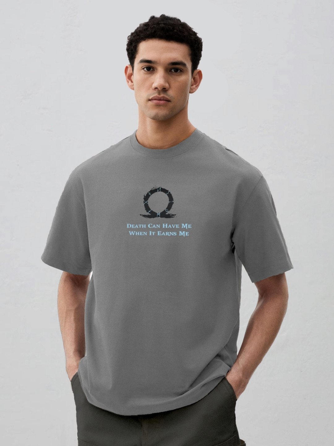 WHITE HUSK Leviathan Axe God of War Printed Oversized Cotton T-shirt