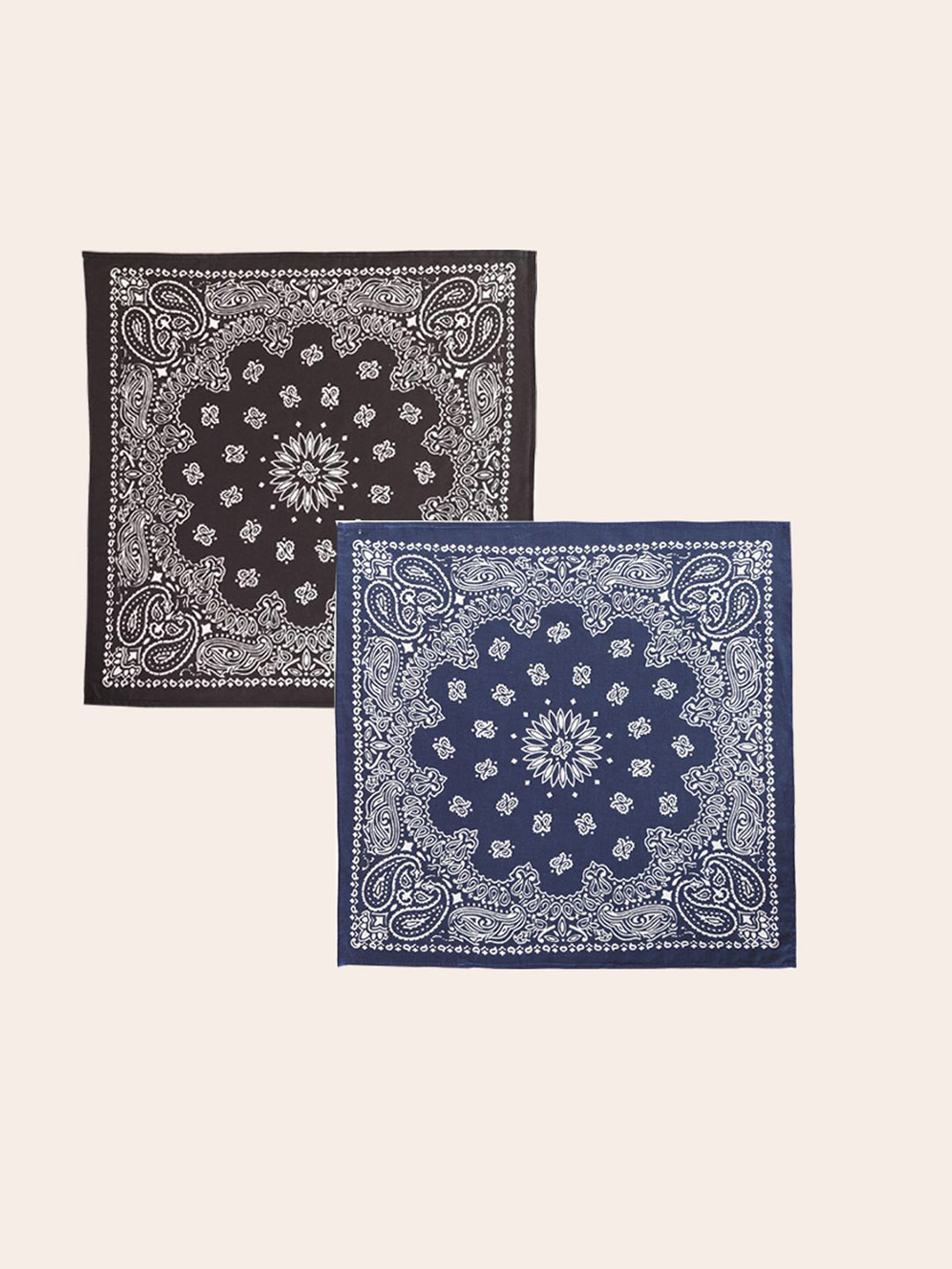 HANDICRAFT PALACE Women Pack of 2 Black & Blue Mandala Paisley Printed Pure Cotton Bandana