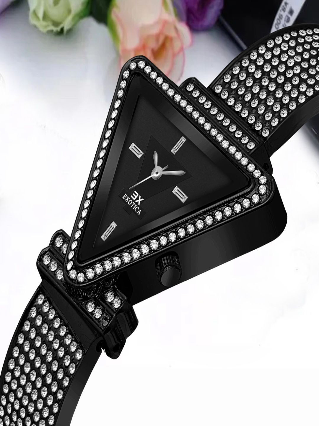 Exotica Fashion Women Brass Dial & Stainless Steel Straps Analogue Watch EX-6006-Black