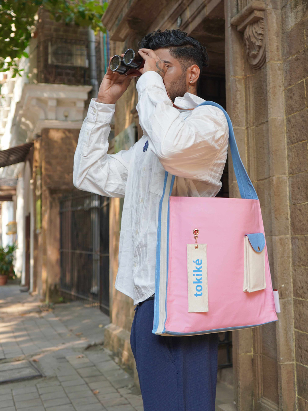 Tokike Unisex Brand Logo Printed Structured Tote Bag