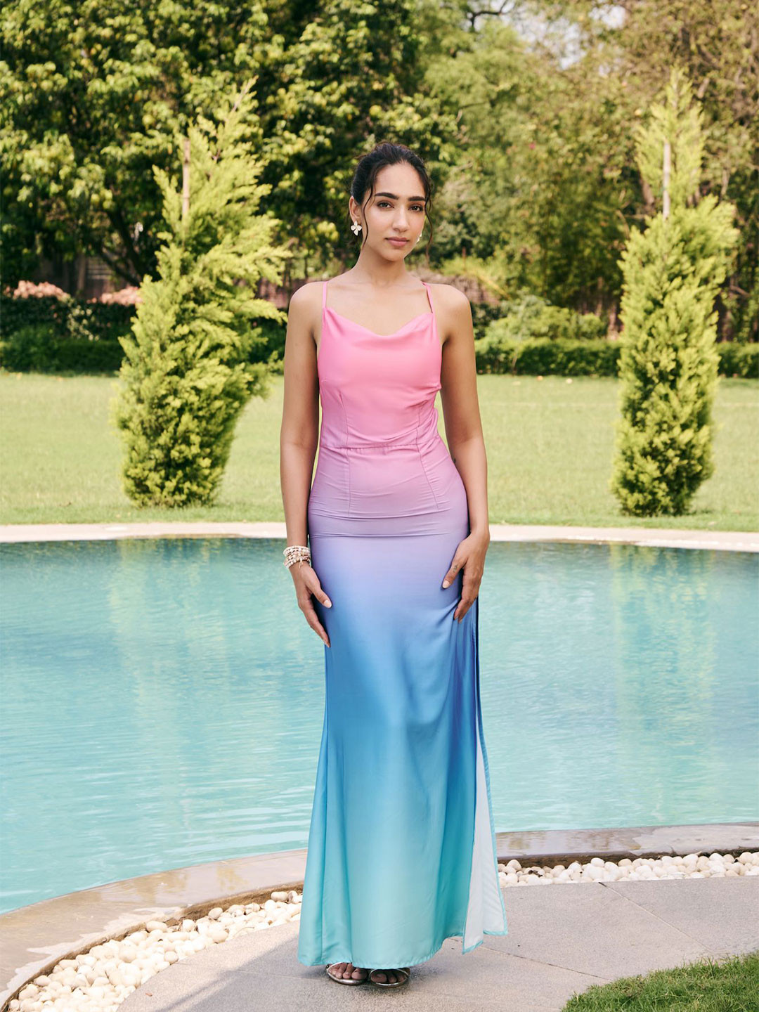 Lea Clothing Co. Elira Ombre Satin Dress