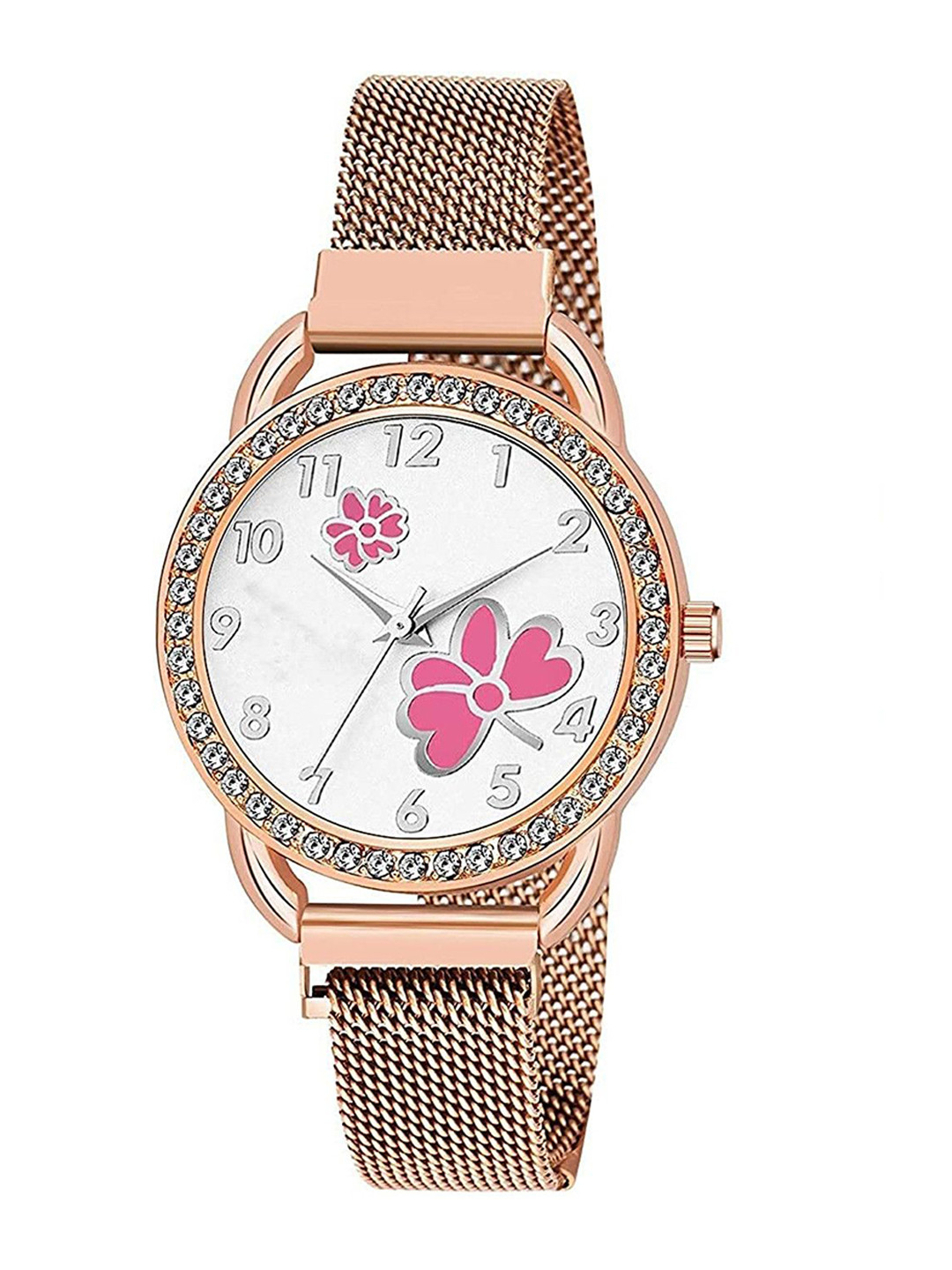 CSAMON Women Embellished Round Dial Analogue Watch C_23 RG 315 Pink dial