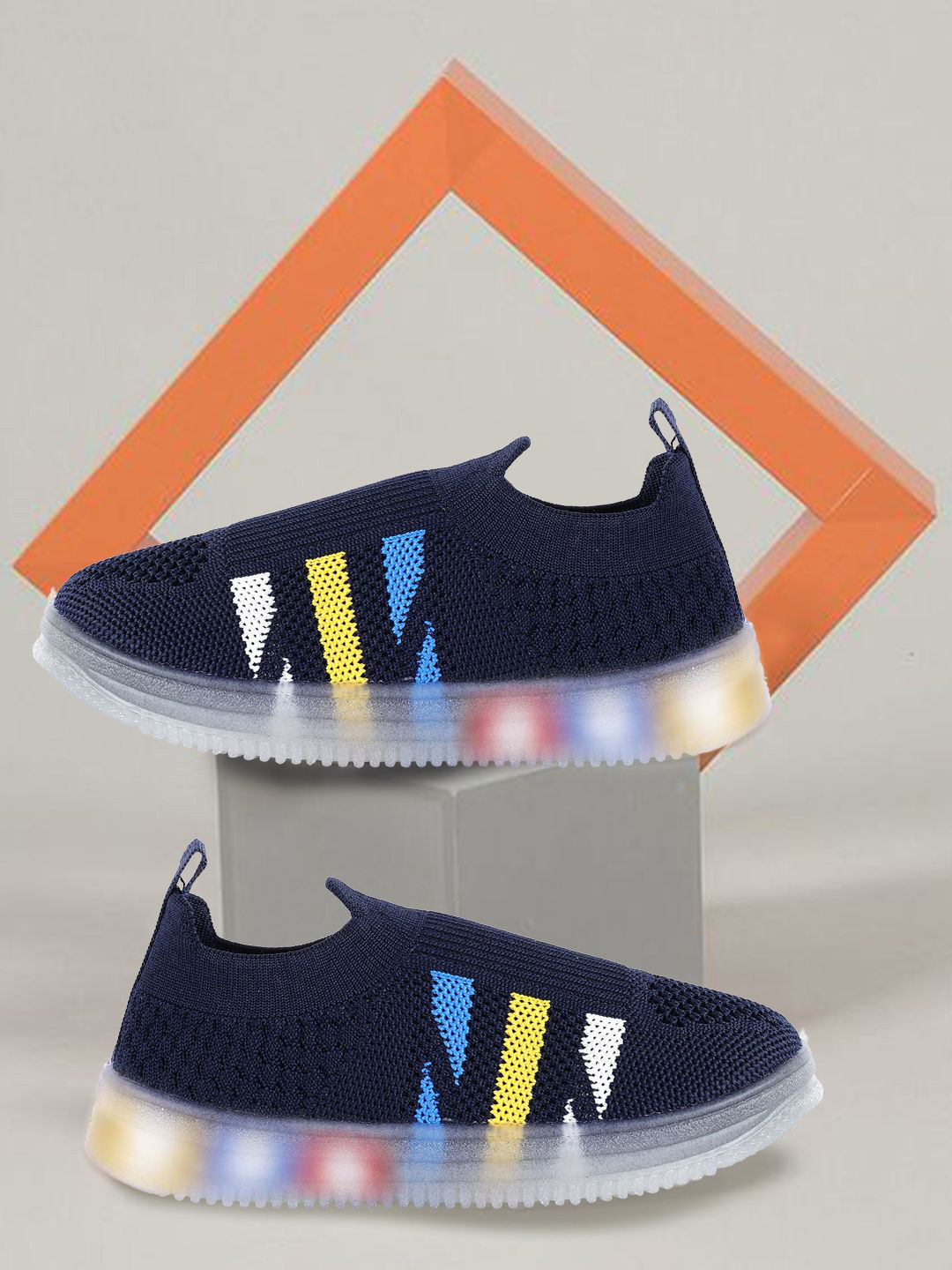 PASSION PETALS Boys Round Toe Sneakers with LED Detail