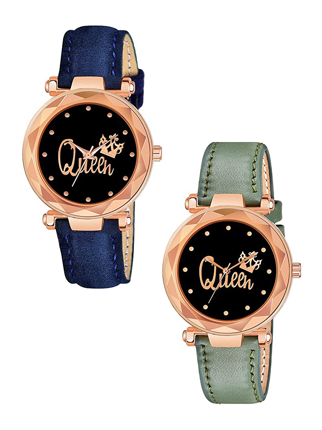 CSAMON Women Set Of 2 Analogue Watch GR379RG Q BLU Vel GRE L